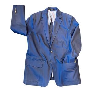 LL Bean Men’s Sport Coat Blazer Field Jacket 42 Tall Navy Blue Cotton. Zip Pox